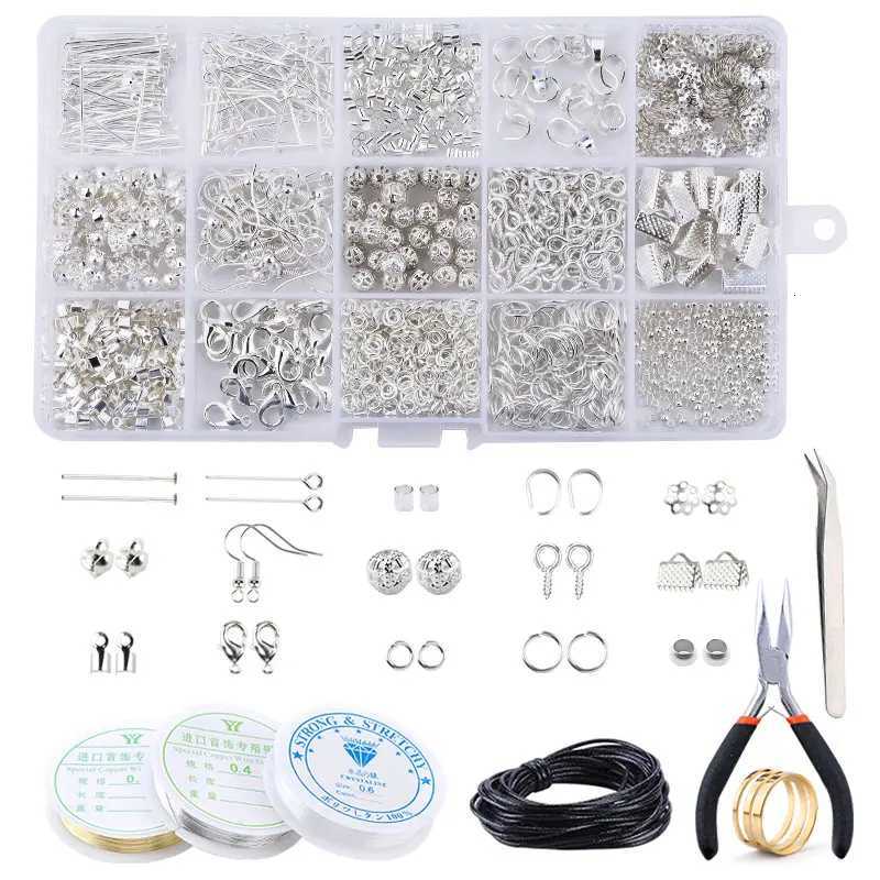 Un ensemble de bijoux en alliage Kit de fabrication de bijoux Outils de fabrication de fil de cuivre Perles d'espacement Perles à sertir Boucle d