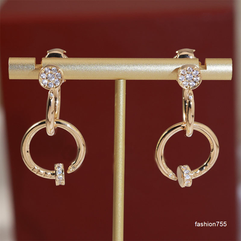 Dangle Chandelier Charm Classic brand Love earrings luxury 18k gold double ring nail earrings stainless steel designer earrings for women