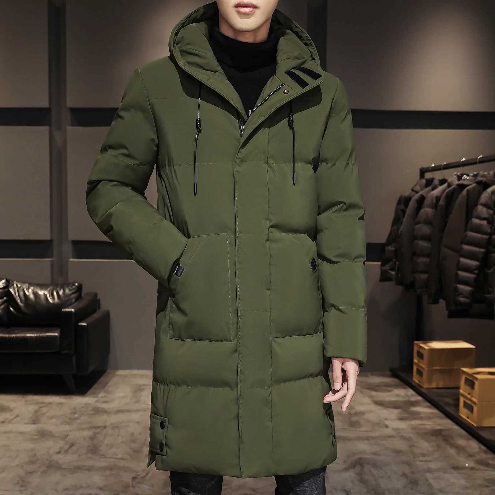 Long Cotton-padded Coat Warm Simple Solid Color Thin Look High Trend All Quality Fabric Comfortable Mens Parkas M251205