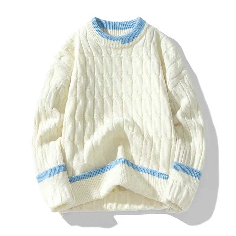 Autumn Winter Mens Sweater Warm Knit Pullovers Fashion Loose Knitted Sweaters Men Youthful Vitality Patchwork Casual Pullovers W251205