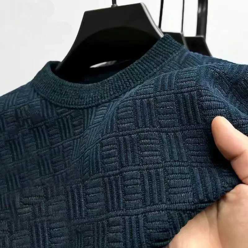 Bureau hommes pull pull haut épaissi col rond à manches longues chaud tricoté vêtements nouveau haute qualité dimensionnel décontracté mâle haut