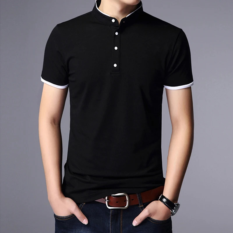 Mens Business Casual Polo Short Sleeve T-shirt Summer Comfortable and Breathable Solid Top 251203