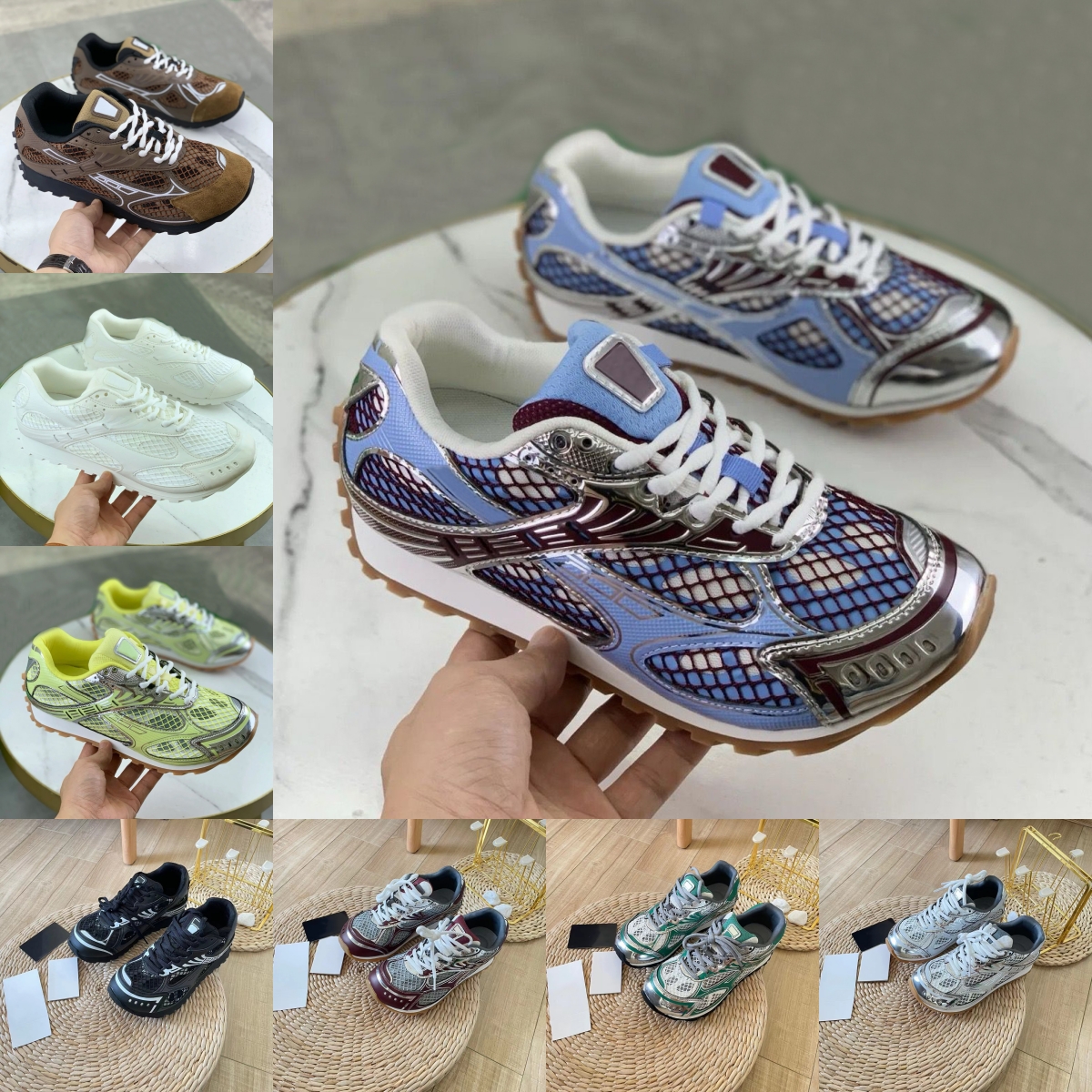 Casual Shoes Men Women Luxury Designer Sneaker Fashion Nylon Fabric Pink Sliver Parakeet White Black Merlot Yellow Lady Platform Trainers Sneakers J