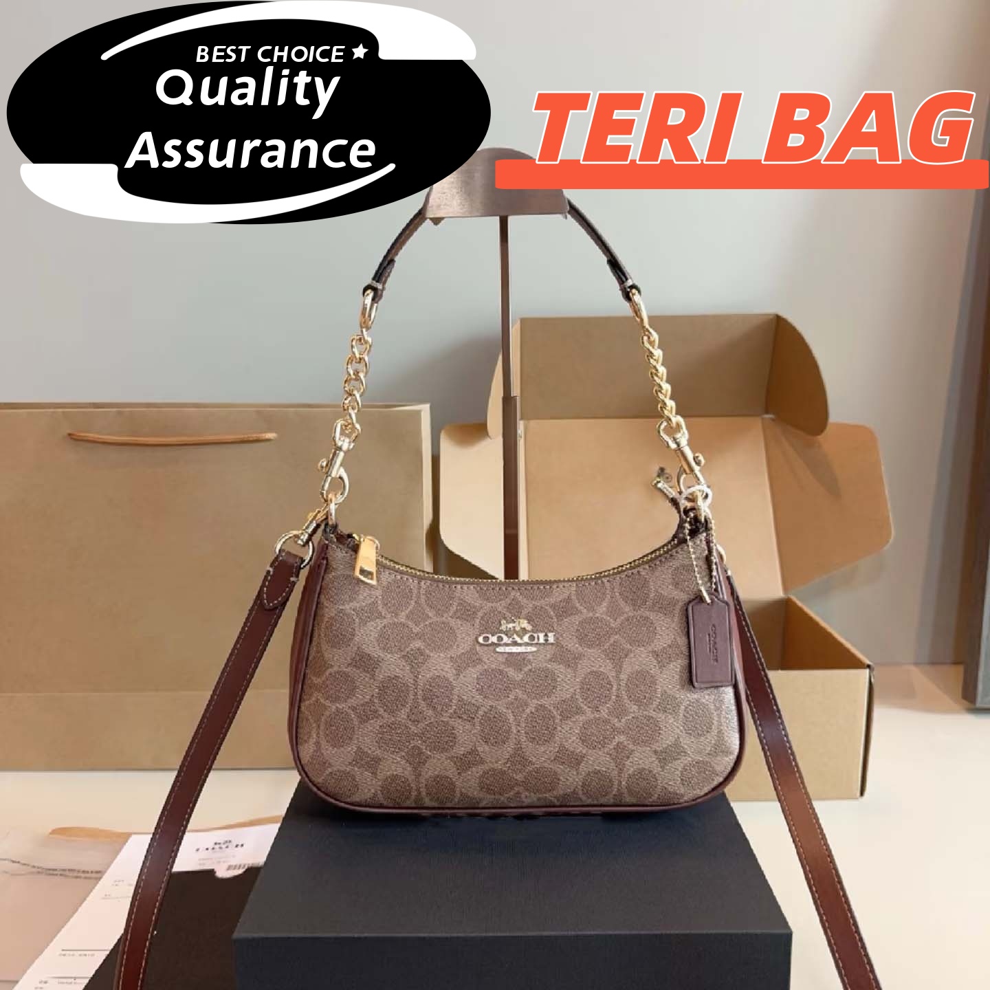 Sac de créateur de luxe, sac à bandoulière délicat sous les bras, sac de styliste en cuir matelassé doux, fermeture éclair sur le dessus, sangle