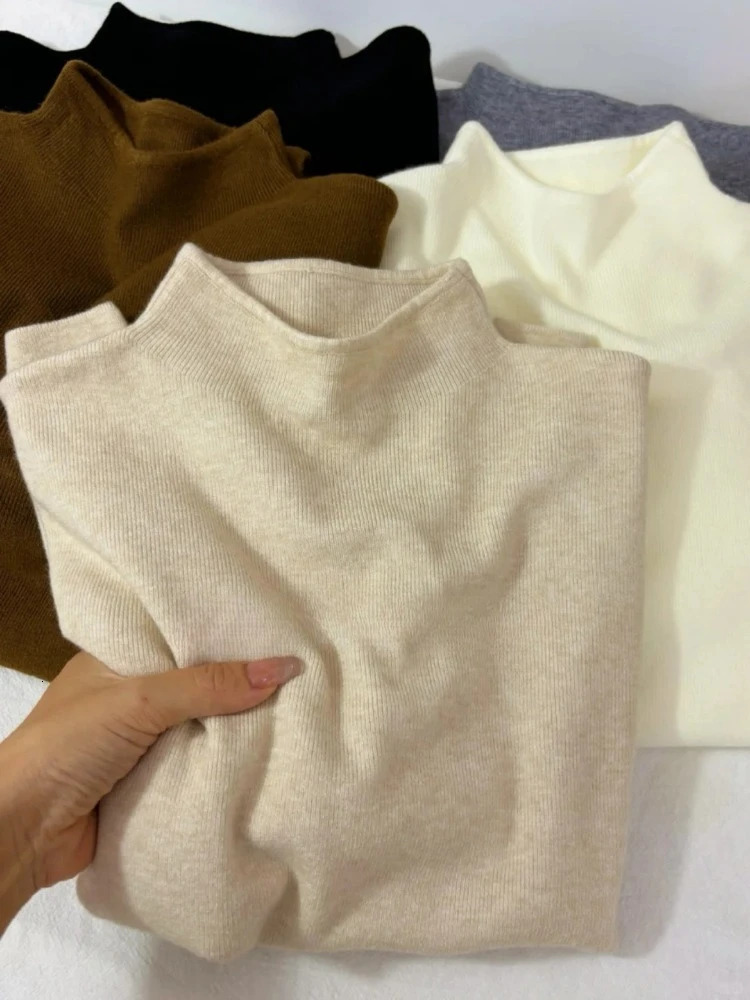 Womens Casual Vintage Knitted Long Sleeve Pullovers 2025 Autumn Winter Fashion Turtleneck Ladies Solid Sweater Woman clothing251129