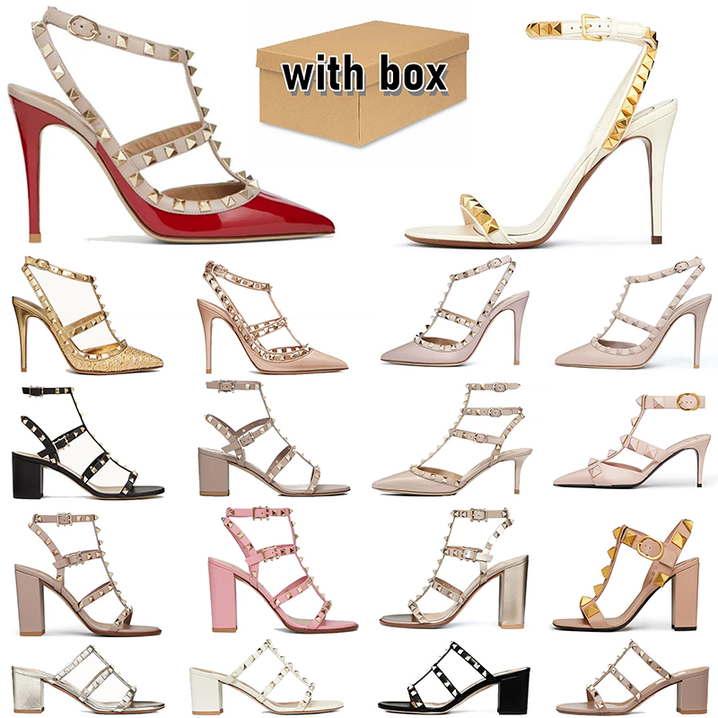 Designer Womens High Heels Shoes Toes Sandals Luxury Wedding Shoes 6cm 8cm 10cm Leather Womans Slide Shoes Slipper with box size 36-42 Free shipping