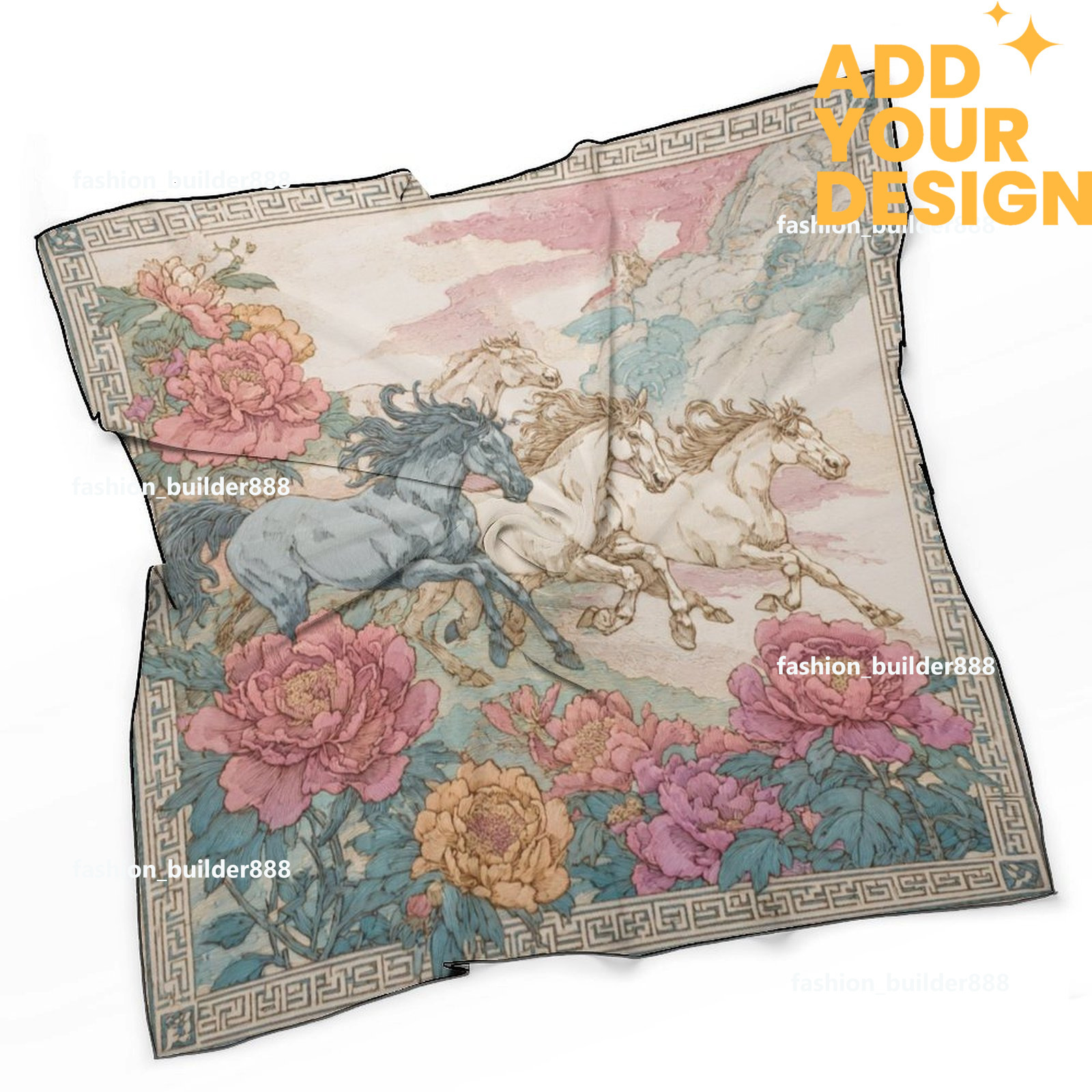 Designer personnalisé H cou écharpe pour motif de cheval de luxe femmes soyeux foulards cheveux bandanas carré écharpe accessoires de mode léger