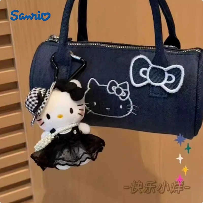 Sanrio New Hello Kitty Red Black Checkered Dress Plush Toys Kt Cat Bag Charm Hanging Keychain Room DecorationGirls Sweet Surprise Gifts H251205-image-1087317128