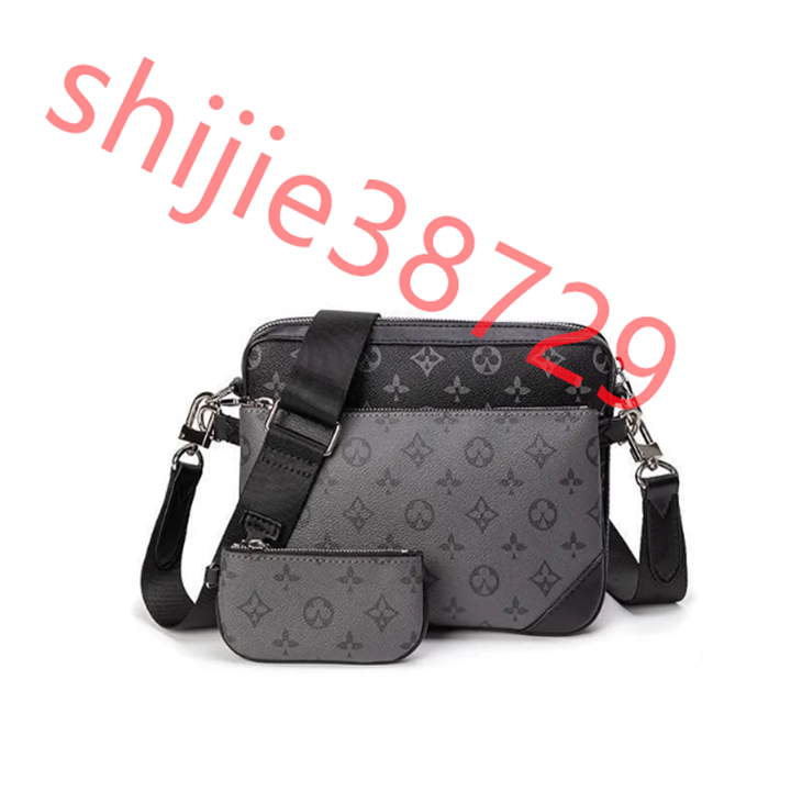 Fashion 2025 Men Messenger Bag Trio Bags designer Handbags Leather Briefcases Man Shoulder Backpack Sport Male Cross Body Purse Women Wallet