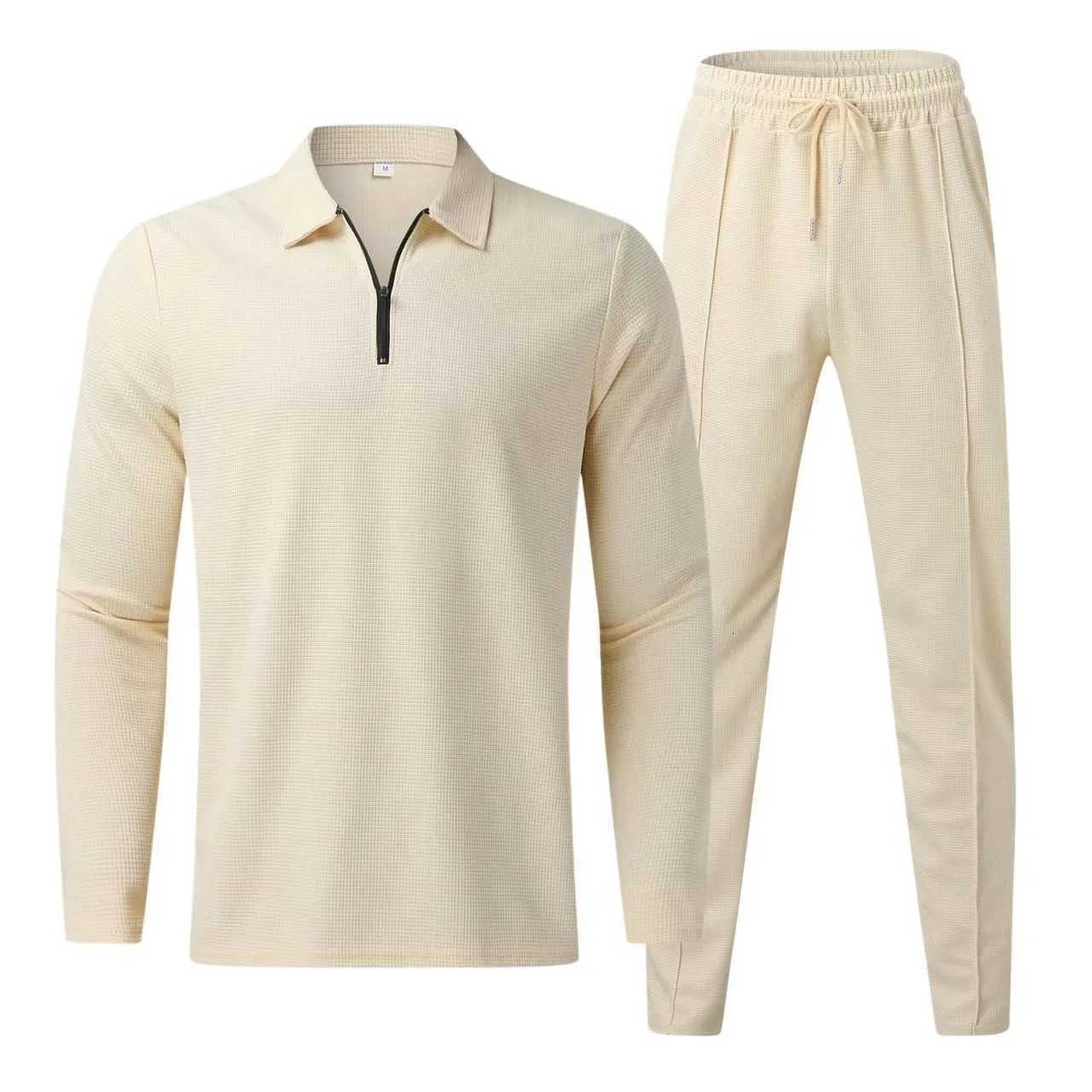 Costume de couleur unie pour hommes, pantalon de sport à manches longues gaufré, nouvelle collection Europe et états-unis, l X251205, 2024