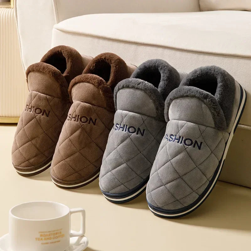 Big Size 47 48 49 50 Men Winter Warm Slippers Waterproof Large Size Home Bedroom Casual Shoes House Indoor Non Slip Slides 251201