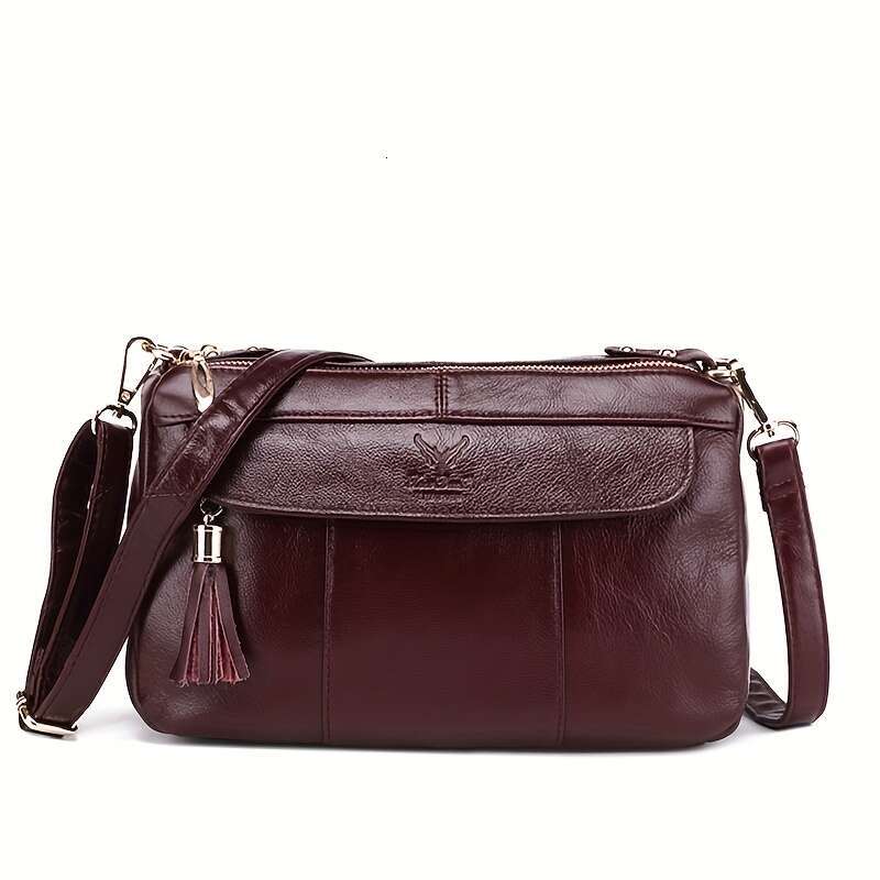 Sac à bandoulière en cuir de vache pour femmes, sac léger de grande capacité avec fermeture éclair à Double couche pour les déplacements, nouvell
