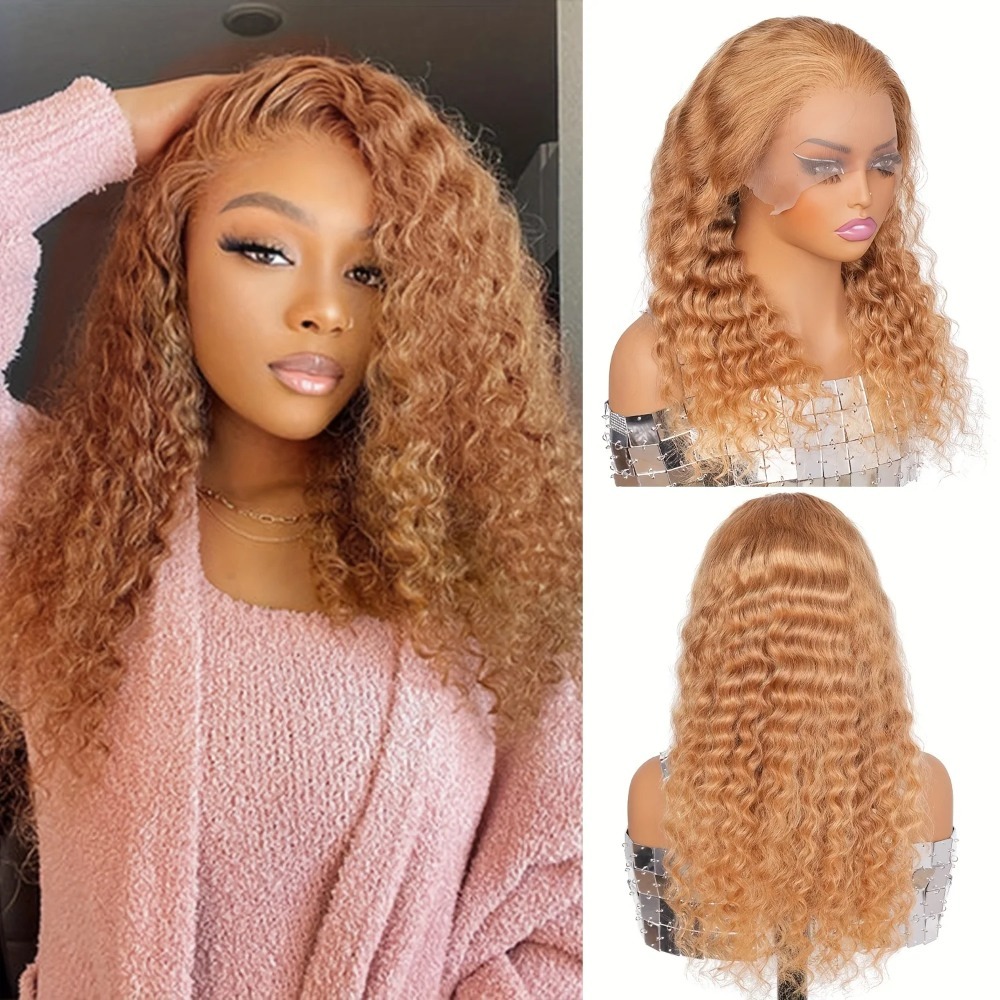 Perruques de cheveux humains bouclés blond miel 40 pouces Hd sans colle perruque avant en dentelle transparente 13x4 perruques de cheveux humains