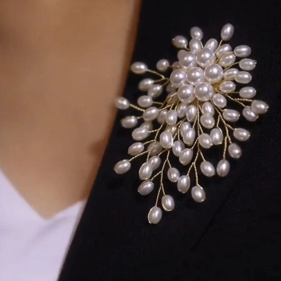 Broches de fleurs de perles pour femmes et filles, Bouquet de grandes épingles à revers, vêtements à la mode, bijoux cadeaux 251204