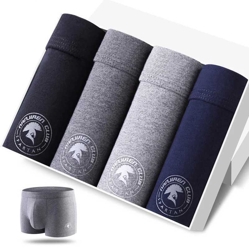 4 pièces hommes culottes Sexy Shorts sous-vêtements en coton hommes respirant boxeurs solide Boxershorts marque caleçons X2512051