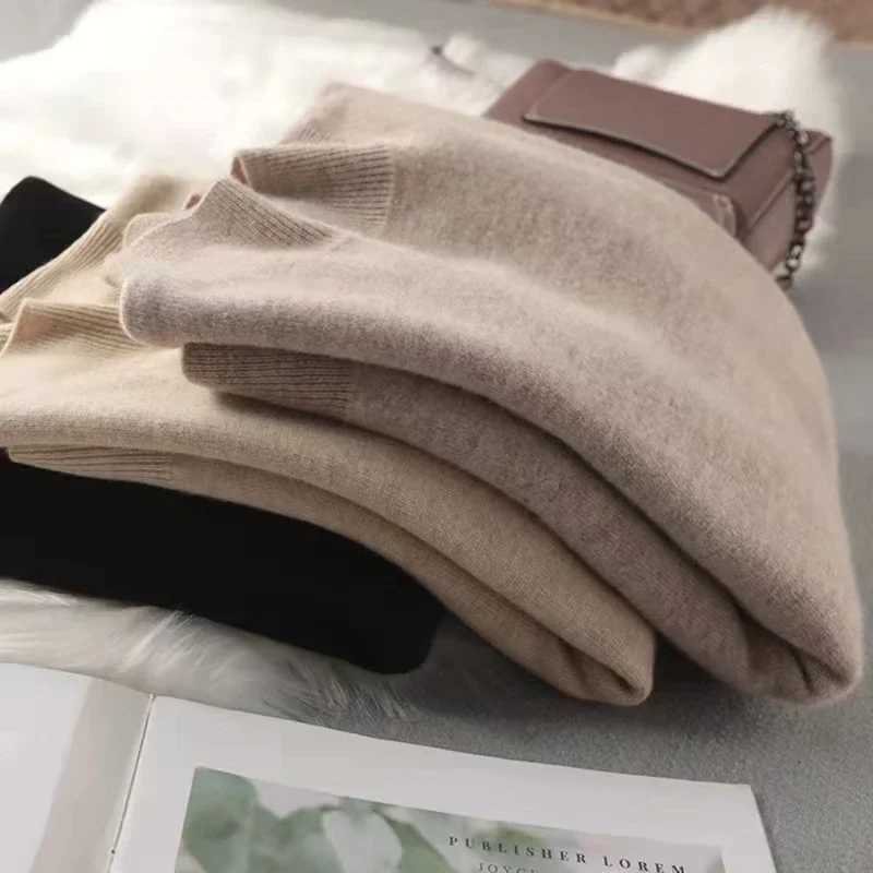 Womens Thick Warm Jumpers Turtleneck Loose Fit Solid Color Base Layer Pullovers 2025 Long Sleeve Autumn Winter Knitted Sweater W251205