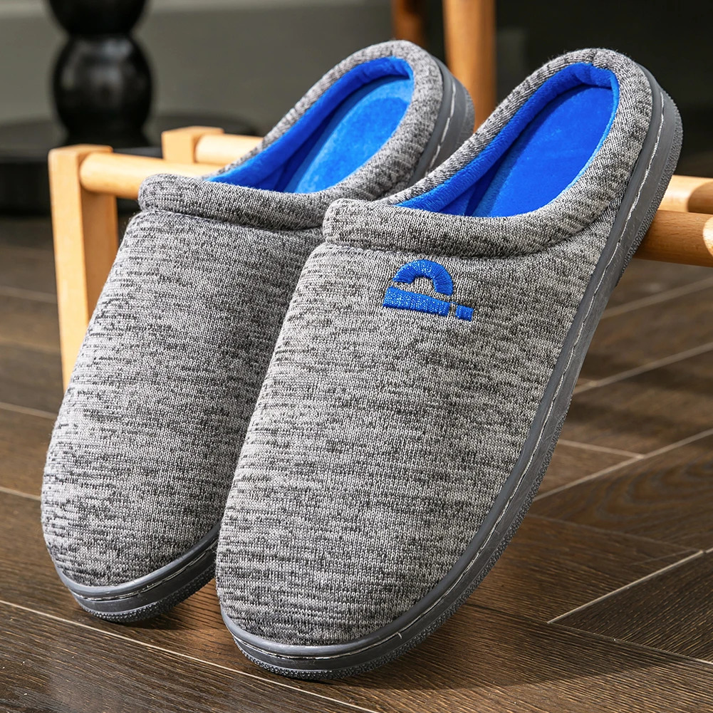 Pantoufles brodées chaudes hommes TPR mousse à mémoire plate-forme coussin doux antidérapant rayure confortable salon chaussures de haute qualité