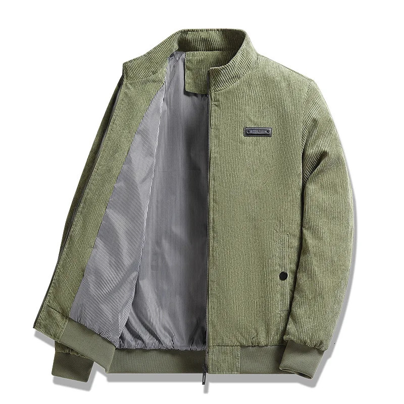 Mens Spring Autumn Lapel Jacket Corduroy Casual Workwear Coat Cotton-Padded Jacket Lightweight Streetwear Windproof Outerwear 251204