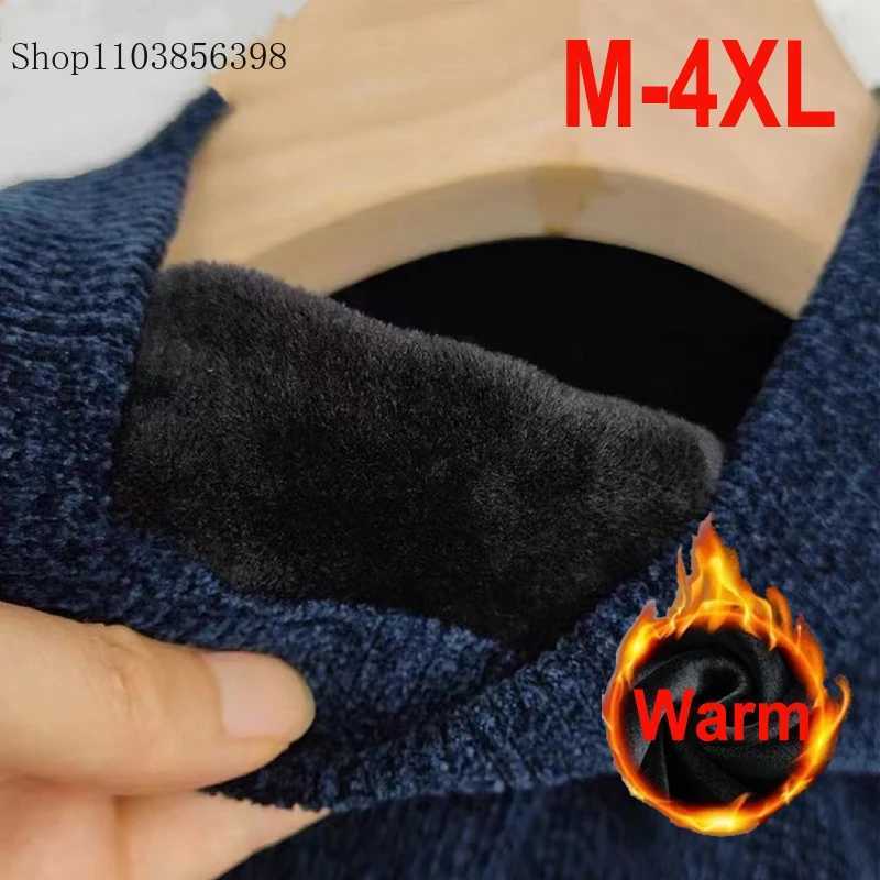 Pull en laine pour hommes pulls chauds col rond tricot hiver Fit hauts mâle épais tricots hommes pulls chemise de grande taille 4XL 3XL W251205