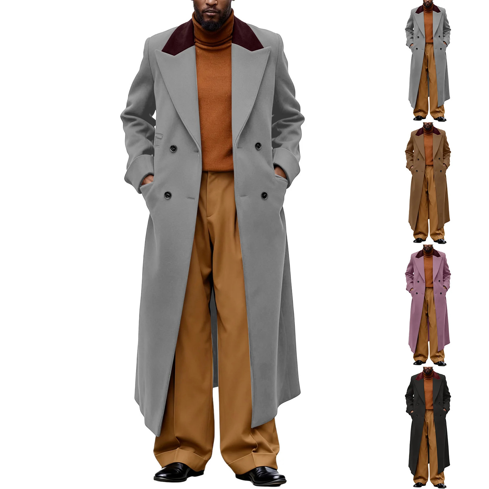 Mens Mid-Long Overcoat British Solid Color Long Coat Fashionable Casual Mens Warm Overcoat Winter Mens Trench Coats Jacket 251202