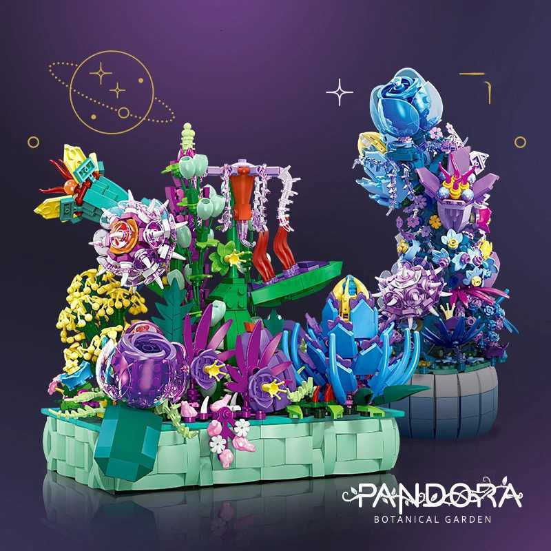 Creative Potted Flower Building Blocks Colorf Rose Lavender Flower Plant Model Bricks He Decoration Kids Toys Holiday Gifts C251204-image-1087301426