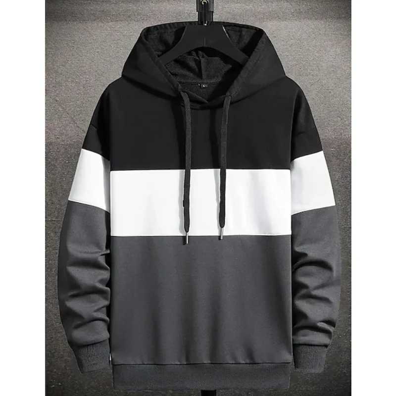 Mens Hoodies Fashion 3D Color Block Print Sweatshirts For Men Casual Simple Style Oversized Pullover Autumn and Winter ClothingXJ251205