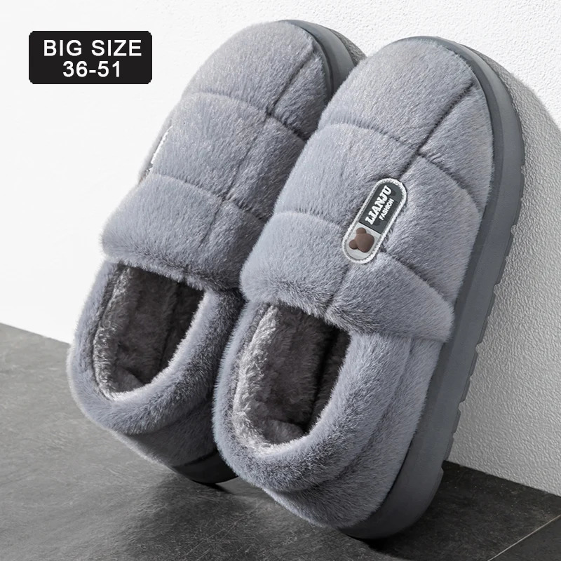 Mens slippers Winter Solid Color Wrap Heels Plush Slippers Non-slip Warm Women Men Home Casual Cotton Shoes Big Size 50 51 251201