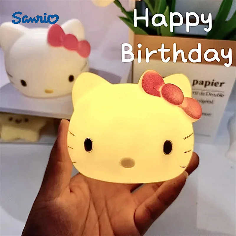 Sanrio Kawaii Hello Kitty Bedside Night Light Figures Toy Childrens Home Decoration For Children Christmas Birthday Gift H251205-image-1087348075