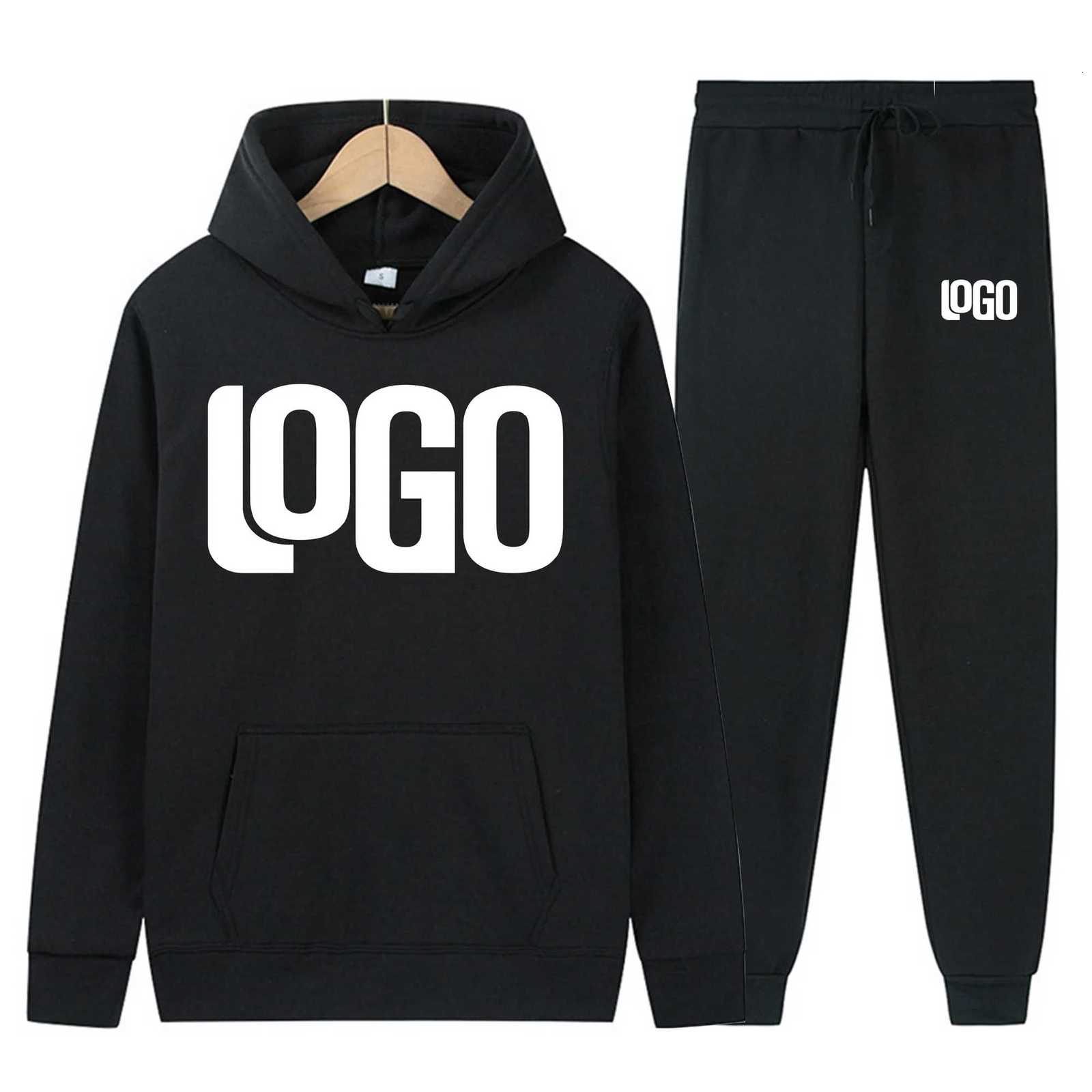 DIY customization of your brand mens and womens casual hoodie set solid color pullover street style personalized sport X251205