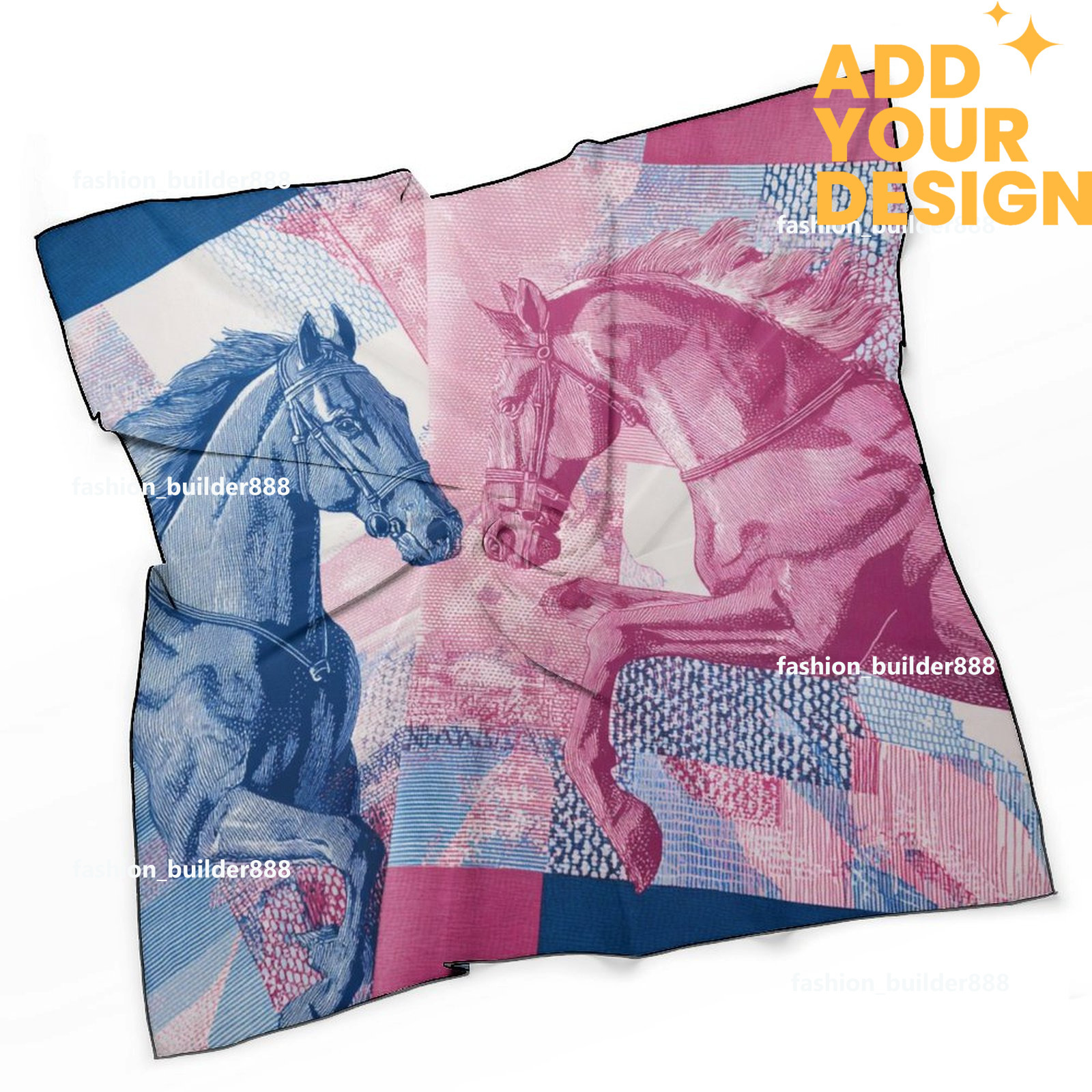 Designer personnalisé H cou écharpe pour motif de cheval de luxe femmes soyeux foulards cheveux bandanas carré écharpe accessoires de mode léger
