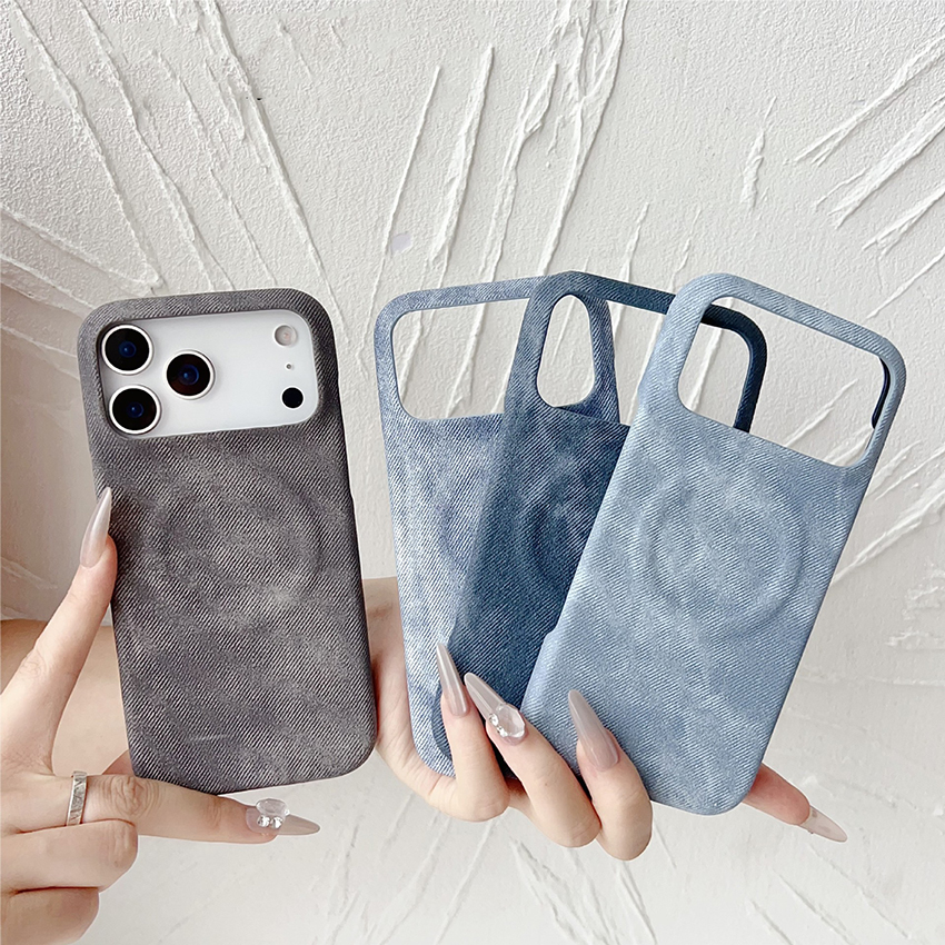 Coque de téléphone magnétique pour iPhone 17 16 15 14 13 Pro 12 Max Plus 16Pro denim 17pro coque de téléphone 16promax couleur unie 15Promax 14pr