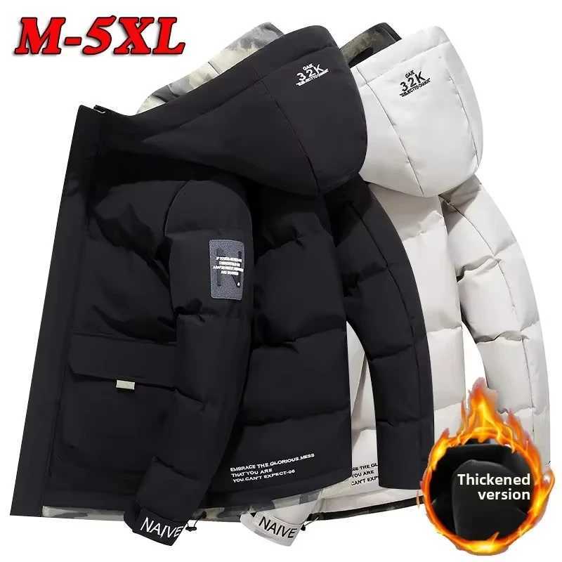 Thickened Mens Cotton Jacket Hooded Warm down Jacket Casual Brand Autumn Winter Coat Men Thicken Solid Color Hooded Clothing M251205