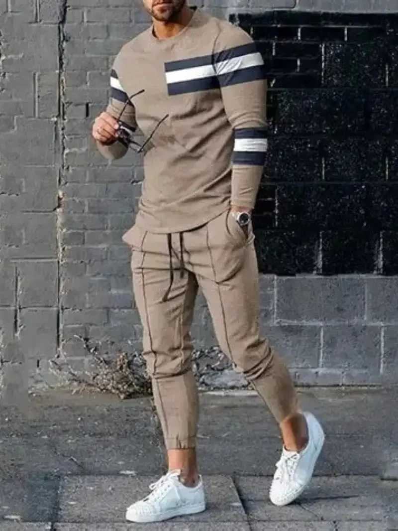Grille d'épissage en deux pièces pour hommes Pantalon de cordon de serrage à manches longues imprimé en 3D Pantalon de jogging de sport décontrac
