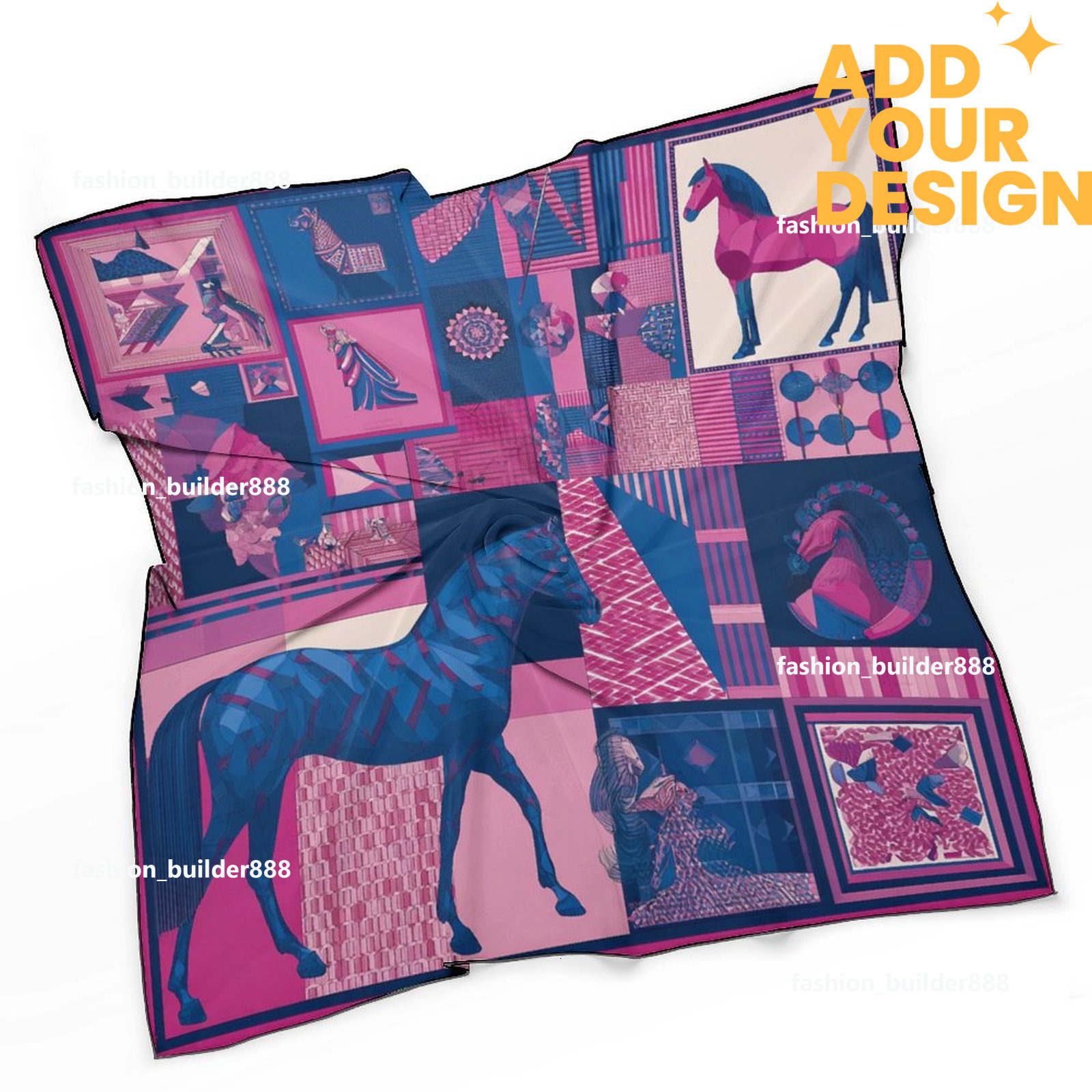 Designer personnalisé H cou écharpe pour motif de cheval de luxe femmes soyeux foulards cheveux bandanas carré écharpe accessoires de mode léger