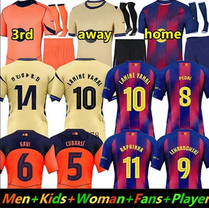 25 26 LAMINE YAMAL Soccer Jerseys 2025 2026Barcelone PEDRI Football Jersey Fan Player BarcelonaTracksuit RAPHINHA LEWANDOWSKI Home away Men Kids kit