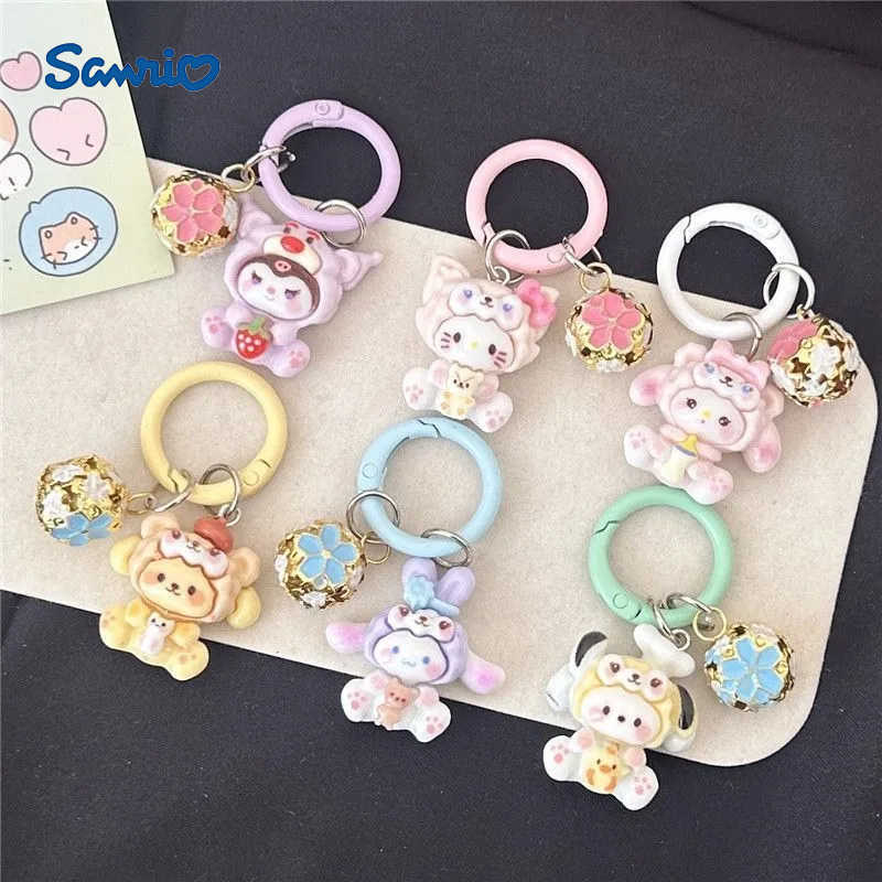 Sanrio Melody Hello Kitty Kuromi Cartoon Bell Keychain Backpack Cute Pendant Girl Accessories Best Friend Gift H251205-image-1087317704