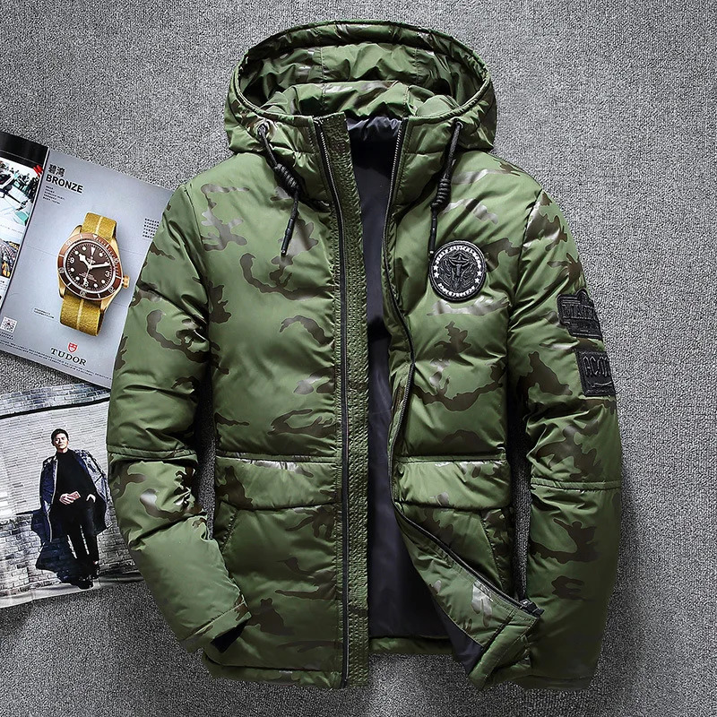 -20 degrés hiver blanc canard doudoune hommes coupe-vent vers le bas Parkas neige Camouflage à capuche épais chaud vestes pardessus 251129