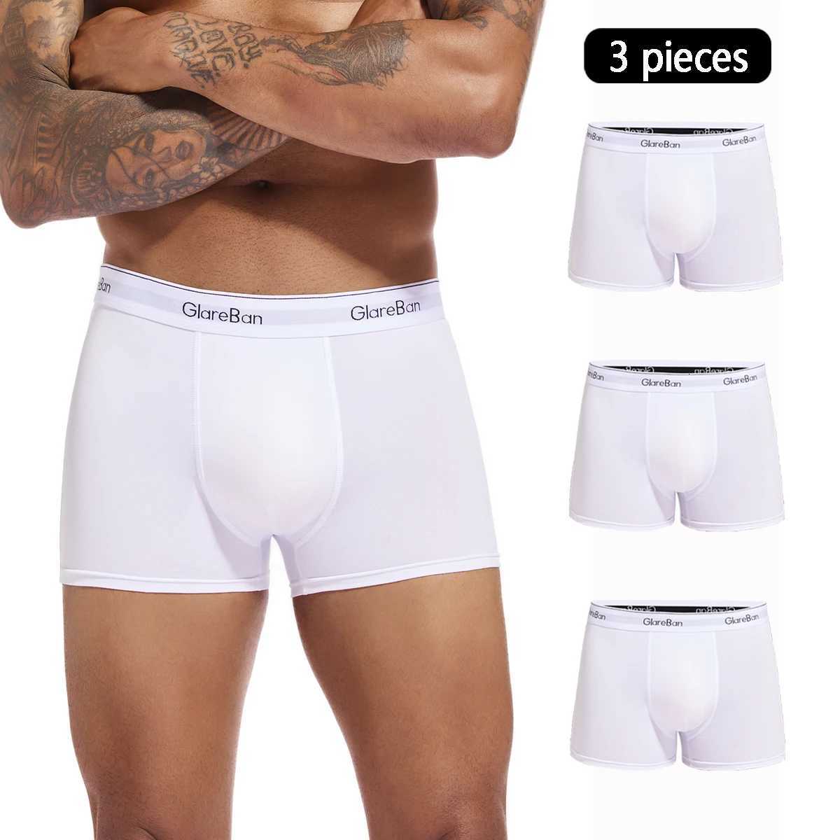 3 pièces Pack Boxer blanc pour hommes culottes sous-vêtements marque masculine et caleçons Homme ensemble de luxe Shorts boîte Slip X251205