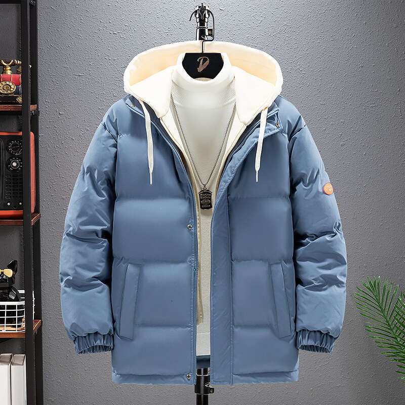 Fausse veste deux pièces pour hommes, manteau ample en coton chaud épais de grande taille pour étudiant d'hiver, veste bouffante de Couple pour h