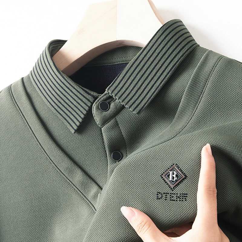 Advanced luxury autumn and winter solid color exquisite embroidery casual mens sweater warm thick shirt collar knitted sweater W251205