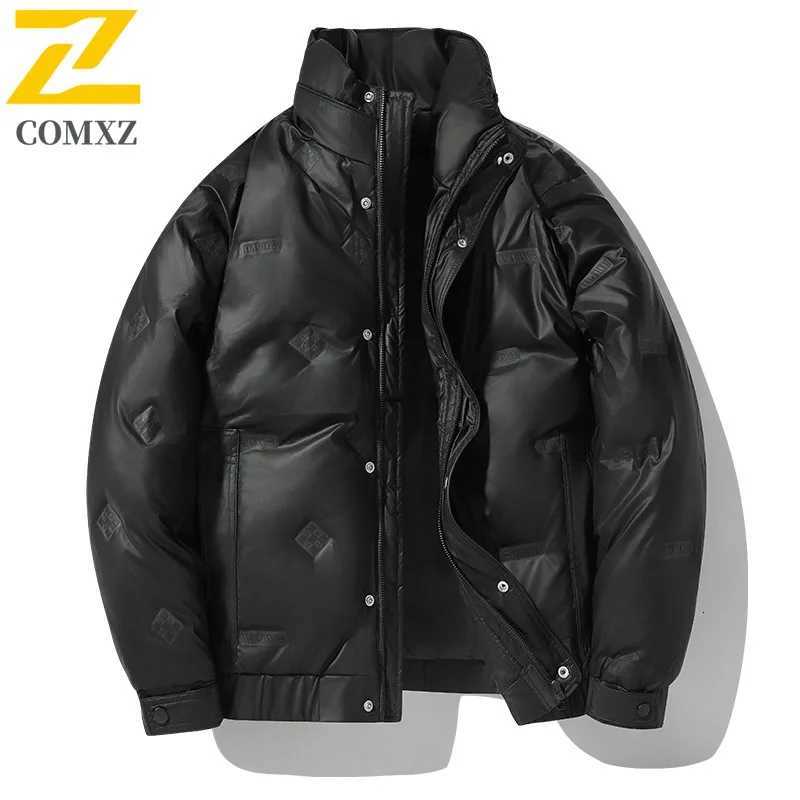COMXZ hommes doudoune courte mode coréenne coupe-vent en cuir Parka classique capuche amovible extérieur léger manteau d'hiver M251205