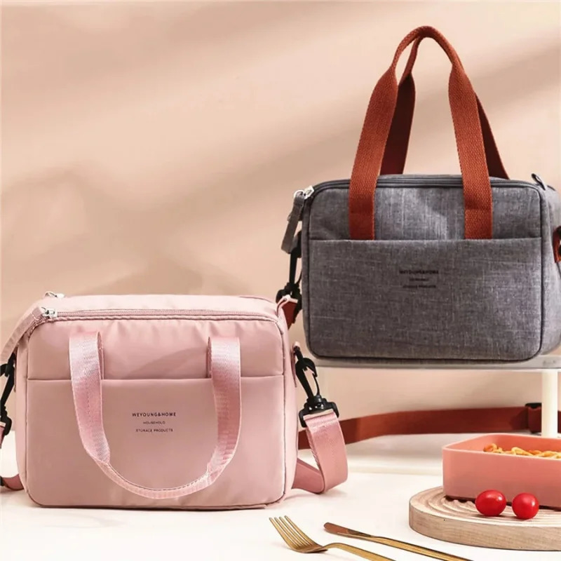 Portable Lunch Bag for Women Thermal Insulated Lunch Box Tote Cooler Handbag Waterproof Bento Pouch Office Food Shoulder Bags 251202