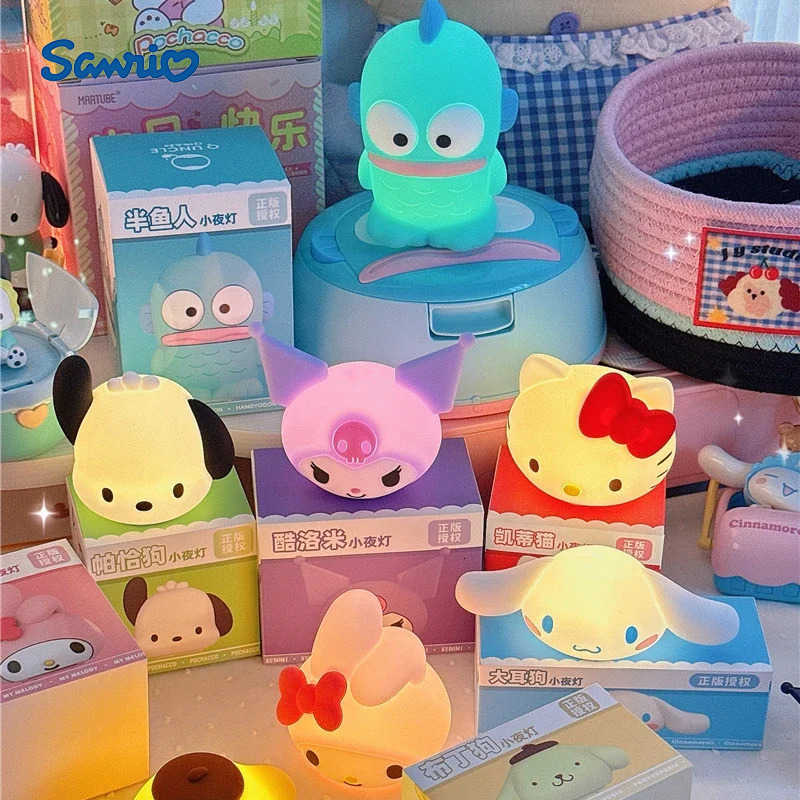 Sanrio Anime Hello Kitty Melody Cinnamoroll Mermaid Hanton Silicone Night Light Cute Cartoon Childrens Bedhead Decoration Light H251205-image-1087349333