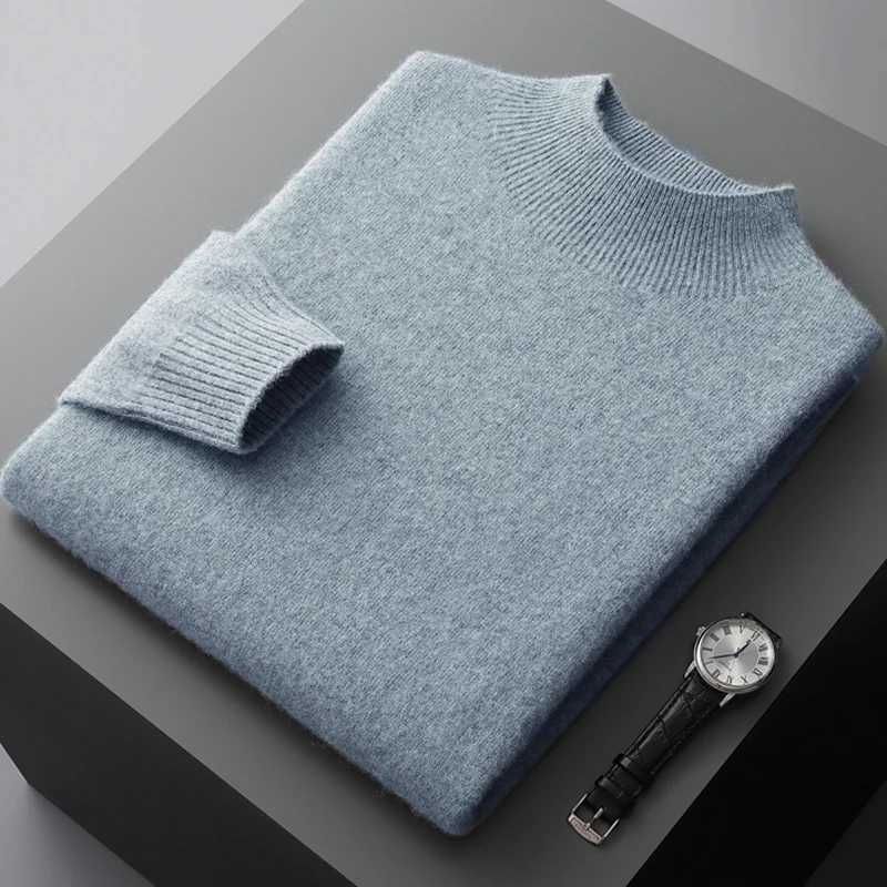 Pull en laine décontracté pour hommes, chemise chaude à col Semi-haut, tricoté à même la peau, nouvelle collection automne et hiver, W251205