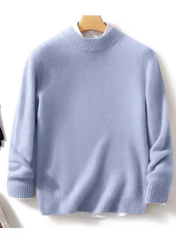 Pull en laine mérinos pour homme, pull à col montant, doux et chaud, tricot en cachemire, basique, solide, haut d'automne et d'hiver, W251205, 00