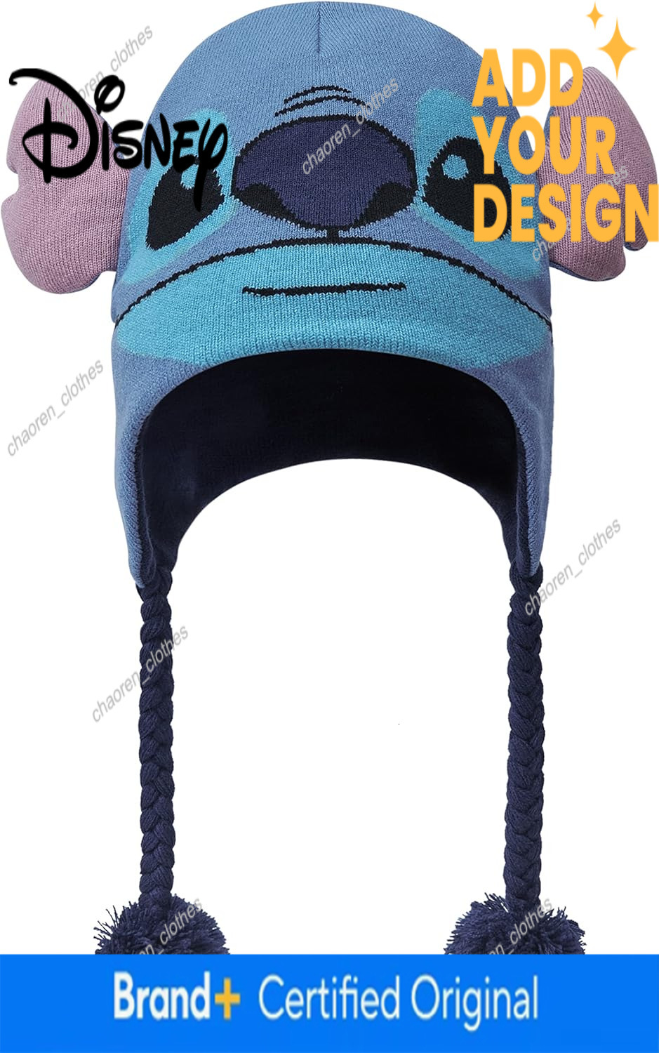 Disney personnalisé Stitch et Blackjack Ensemble d'hiver pour filles avec chapeau, bonnet, écharpe, gants, accessoires doux et chauds