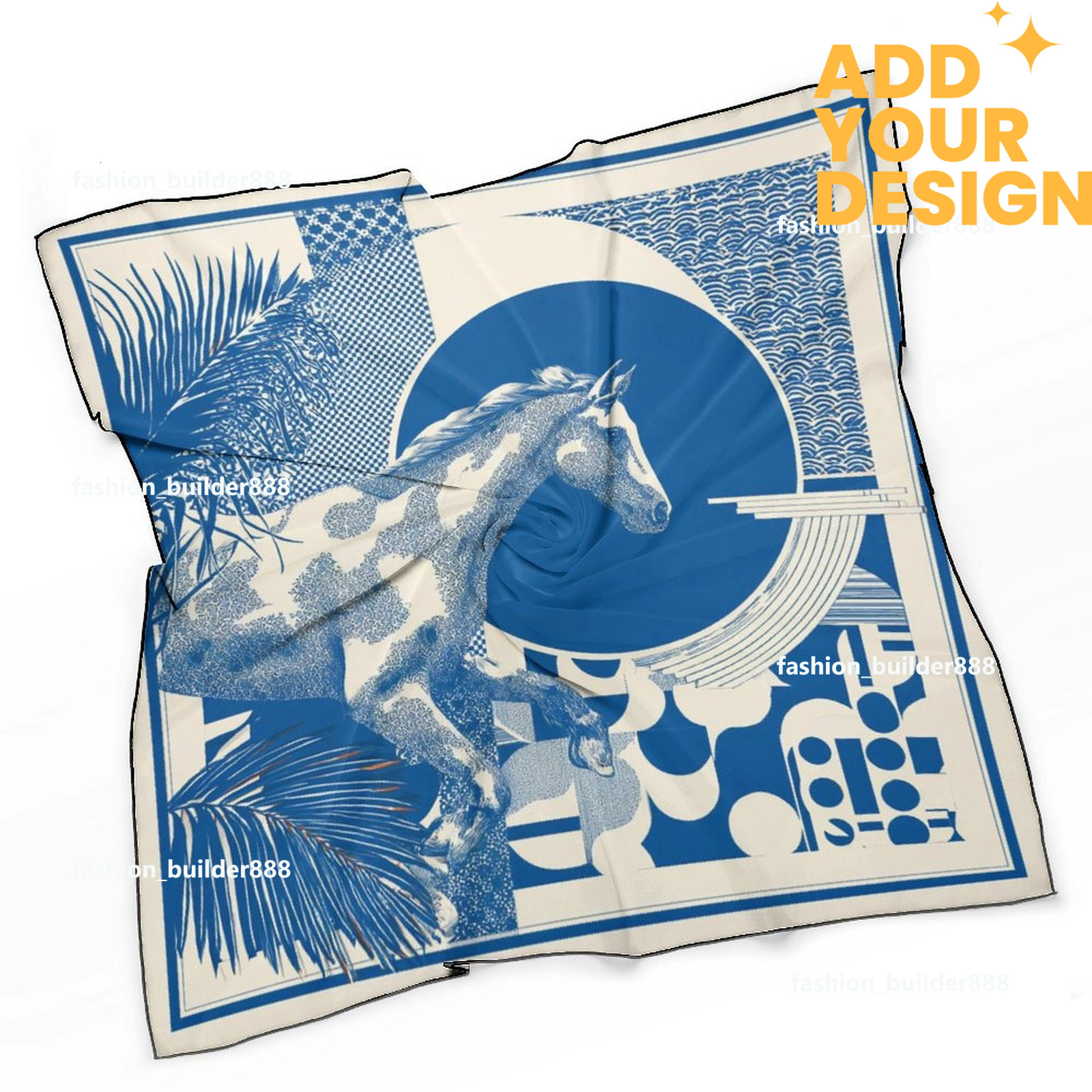 Designer personnalisé H cou écharpe pour motif de cheval de luxe femmes soyeux foulards cheveux bandanas carré écharpe accessoires de mode léger