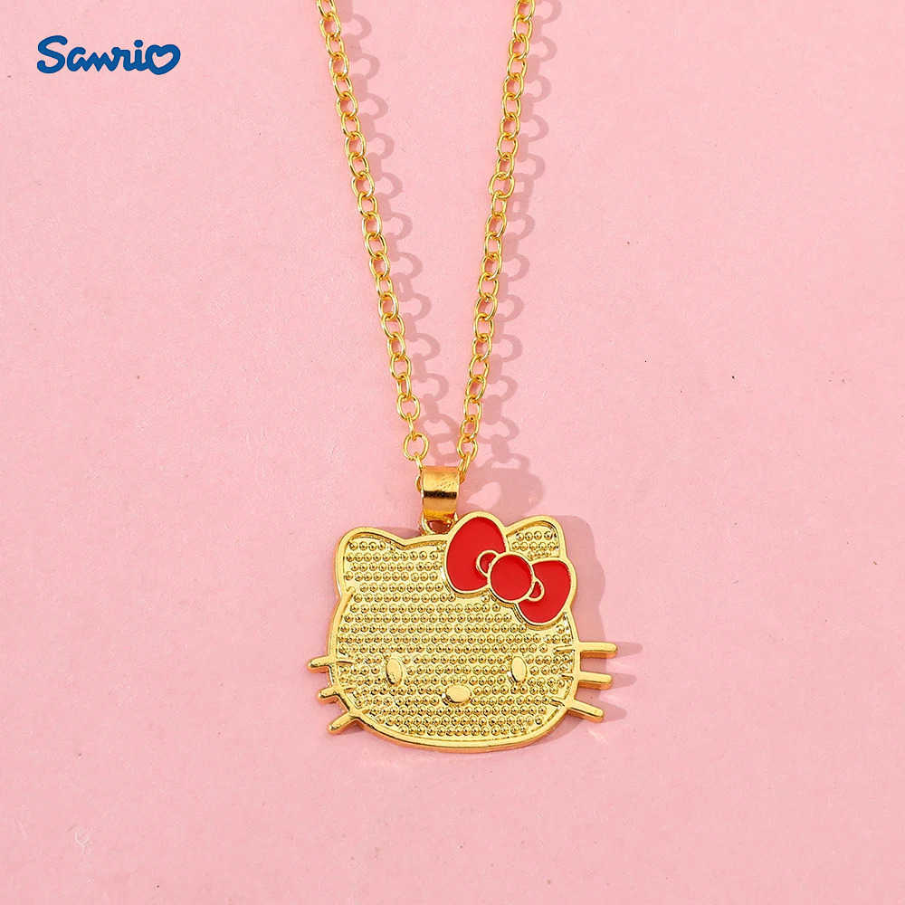 Sanrio Anime Hello Kitty Necklace Cartoon Figure KT Cat Metal Pendant Necklace Kawaii Jewelry Accessories Gifts H251205