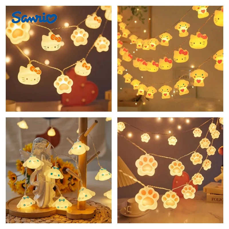 Sanrio Kawaii Hello Kitty Lights String Bedroom Battery Atmosphere Lighting Home Decoration Anime Figures Luminous Model Toys H251205-image-1087346723