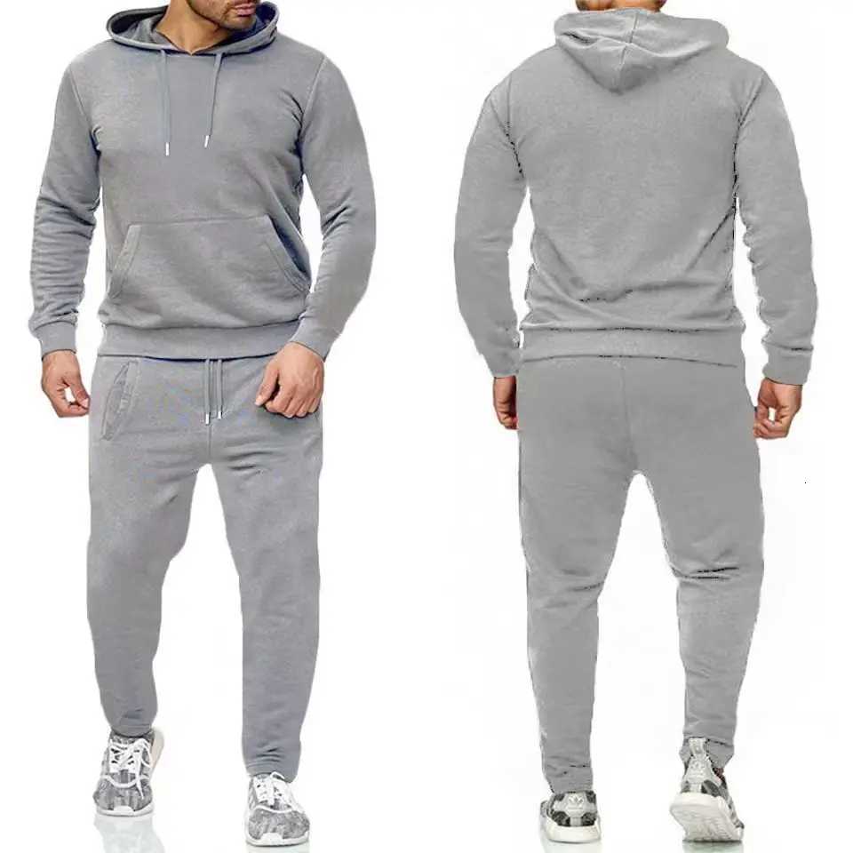 2025 Automne / Hiver Nouveaux Hommes Mode Casual Cordon Poche À Capuche Ensemble Sports De Plein Air Jogging Lâche Grande Rue Vêtements X251205